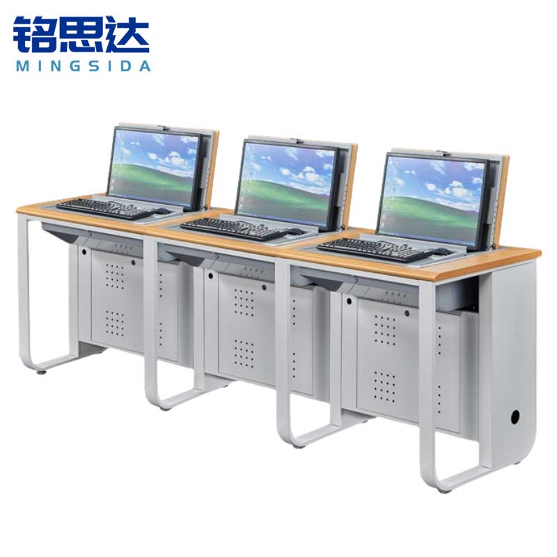 铭思达翻转电脑桌三人位张