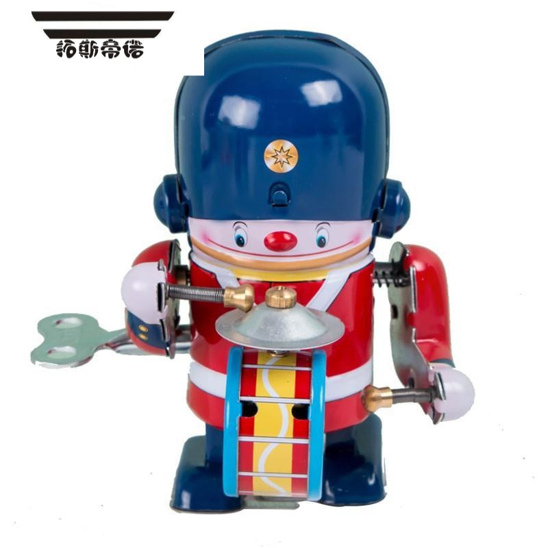 拓斯帝诺复古玩具儿童上链发条铁皮机器人80后玩具怀旧婴打儿小小人兵