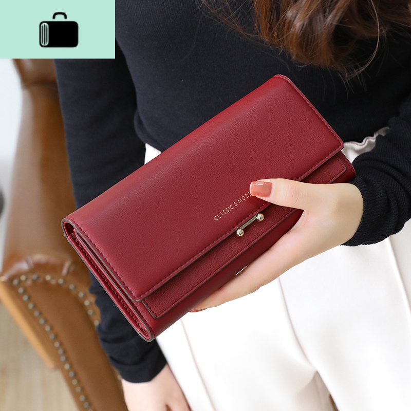 女士钱包女2020新款潮韩版简约时尚纯色长款钱包钱夹NEWLAKE高清大图