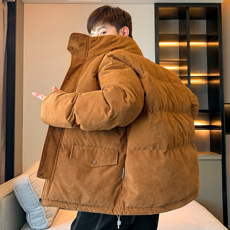 南极人灯芯绒棉衣男士外套秋冬季短款立领咖色潮棉袄冬款羽绒棉服