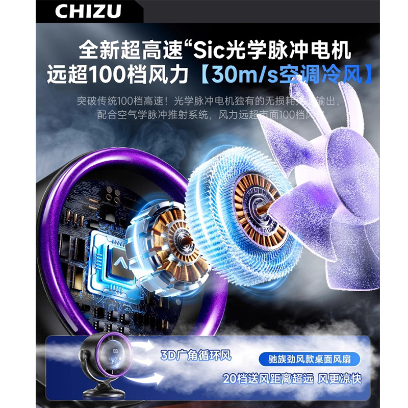 循环空调扇 小风扇桌面电风扇 桌面款 星云白 48h超长续航 100档大冷风高清大图
