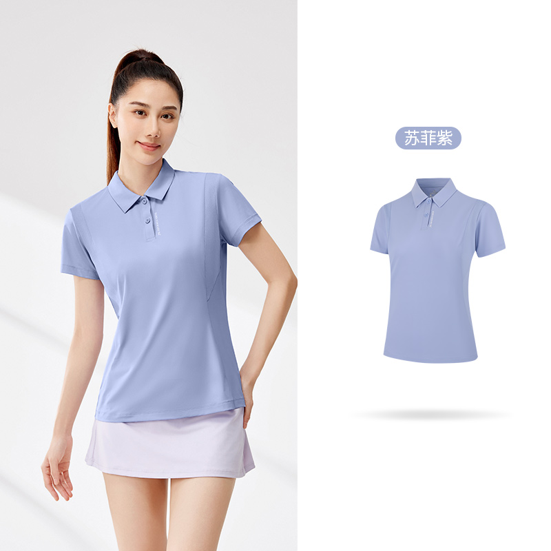 361°翻领T恤夏季新款冰感透气POLO衫女女士户外防晒运动短袖 L 苏菲紫