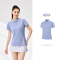 361°翻领T恤夏季新款冰感透气POLO衫女女士户外防晒运动短袖 L 苏菲紫