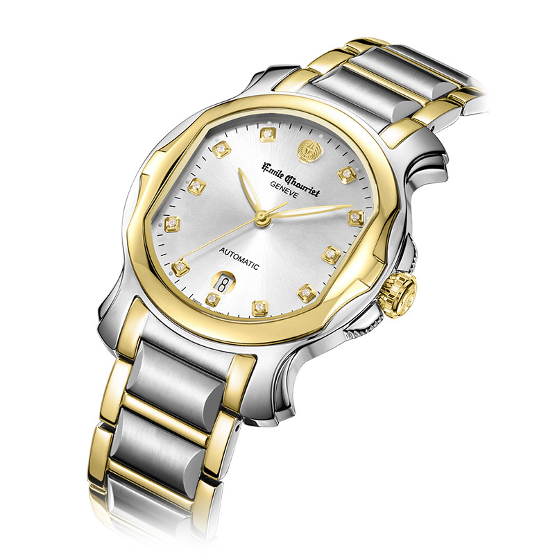 艾米龙emilechouriet手表子爵系列间金色精钢表带机械男表081158g602