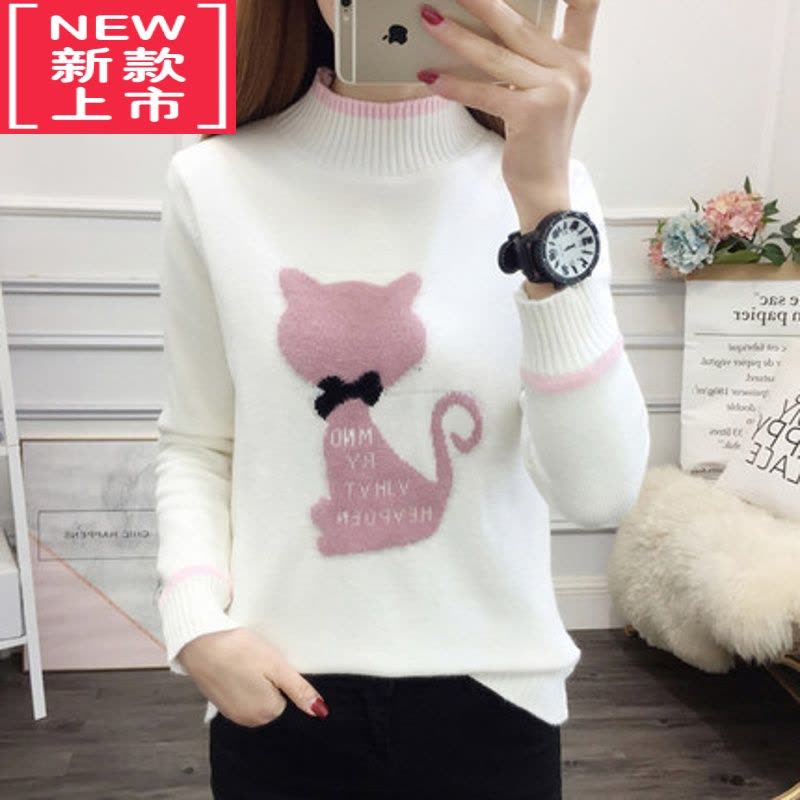 可莉允12岁大童女孩秋冬装圆领毛衣13高初中学生15岁针织打底衫保暖上衣图片