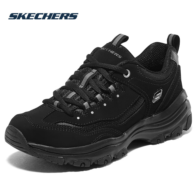 斯凯奇(Skechers)女鞋2023秋季新款厚底增高熊猫鞋黑色缓震回弹老爹鞋休闲鞋运动鞋 88888250-BBK 3