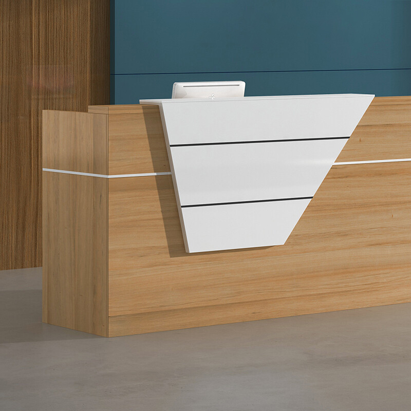 绵冠MIANGUAN前台接待台简约现代咨询迎宾收银台前台办公桌吧台办公室柜台高清大图