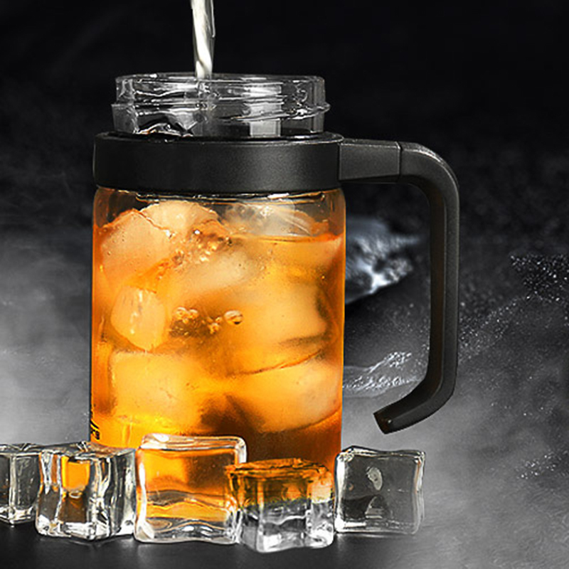 万象玻璃杯单层带把玻璃杯防烫带滤网办公泡茶喝水杯水晶杯