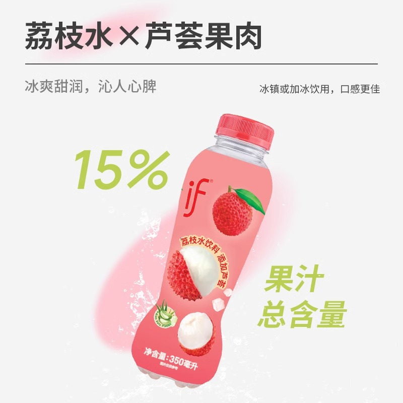 泰国进口if荔枝水(含芦荟果肉)荔枝味0脂肪果汁饮料350ml*6瓶高清大图