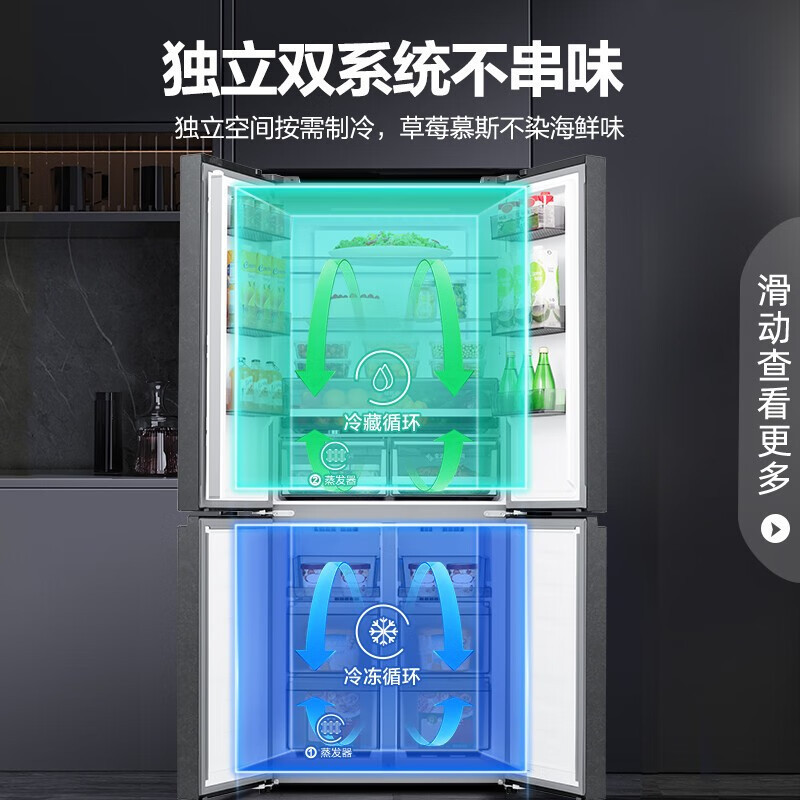 容声(Ronshen)[原鲜系列]516升变频一级能效十字四开门家用风冷无霜变频净味双循环冰箱