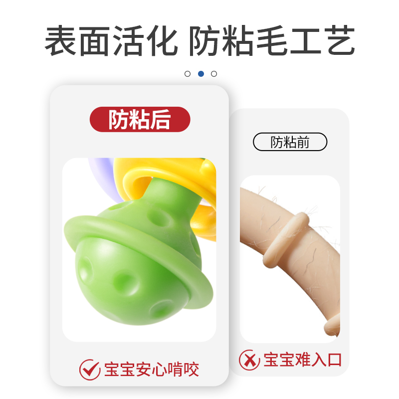 曼哈顿手抓球婴儿早教0-1岁宝宝3到6个月抓握玩具硅胶4可咬磨牙棒高清大图