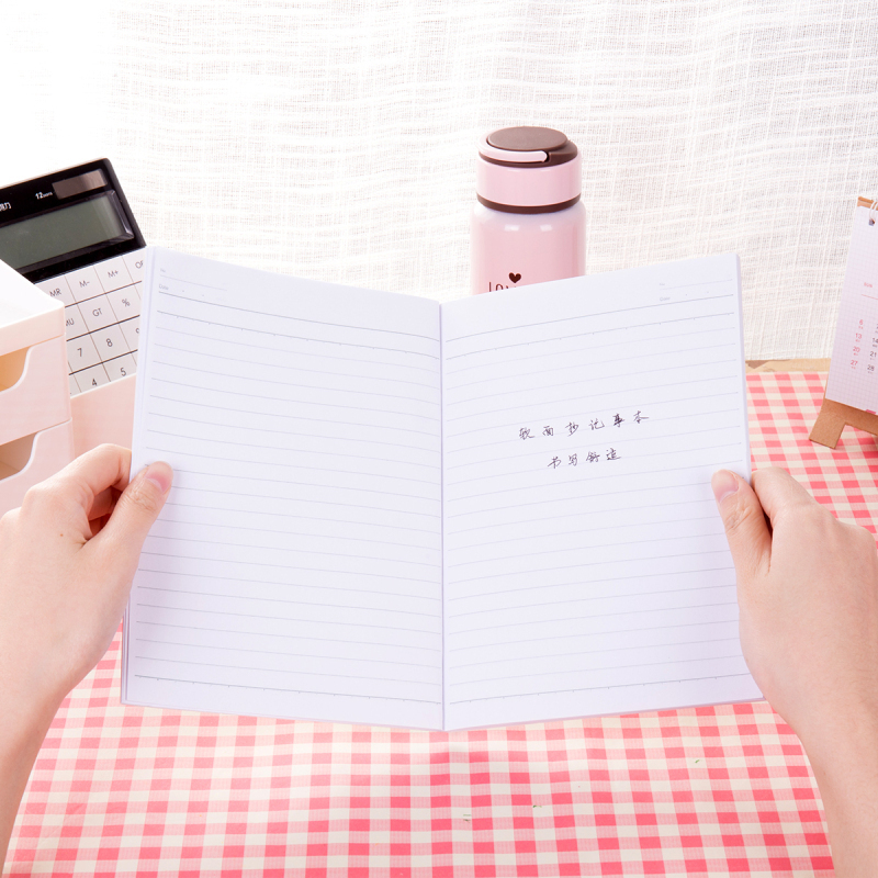 得力 (deli) 7650宽行10mm办公无线装订本A5-30页 10mm横线 12本/包