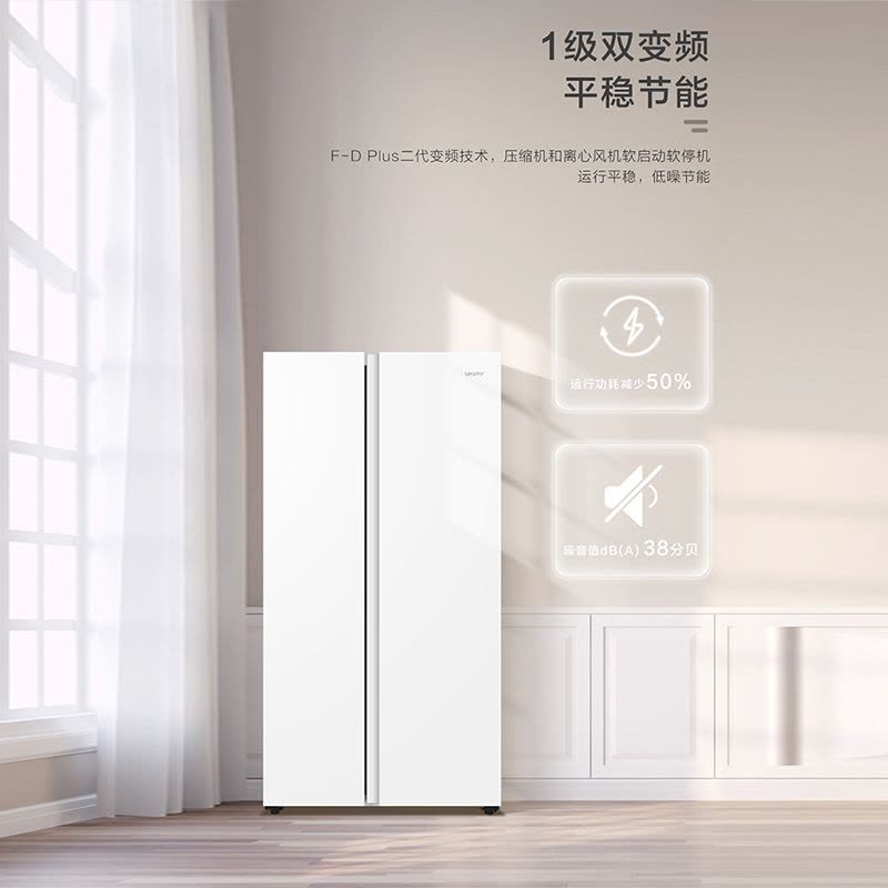 统帅(leader)海尔出品 618升对开门超薄冰箱 一级双变频 黑金净化 BCD-618WGLSSEDW9图片