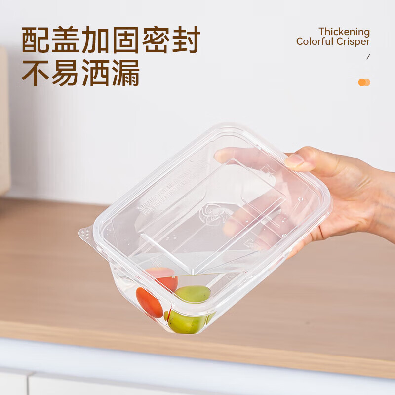 特美居 一次性长方1000型光面高韧性带盖打包盒300套装透明TMJ-2064 BDZSSC高清大图