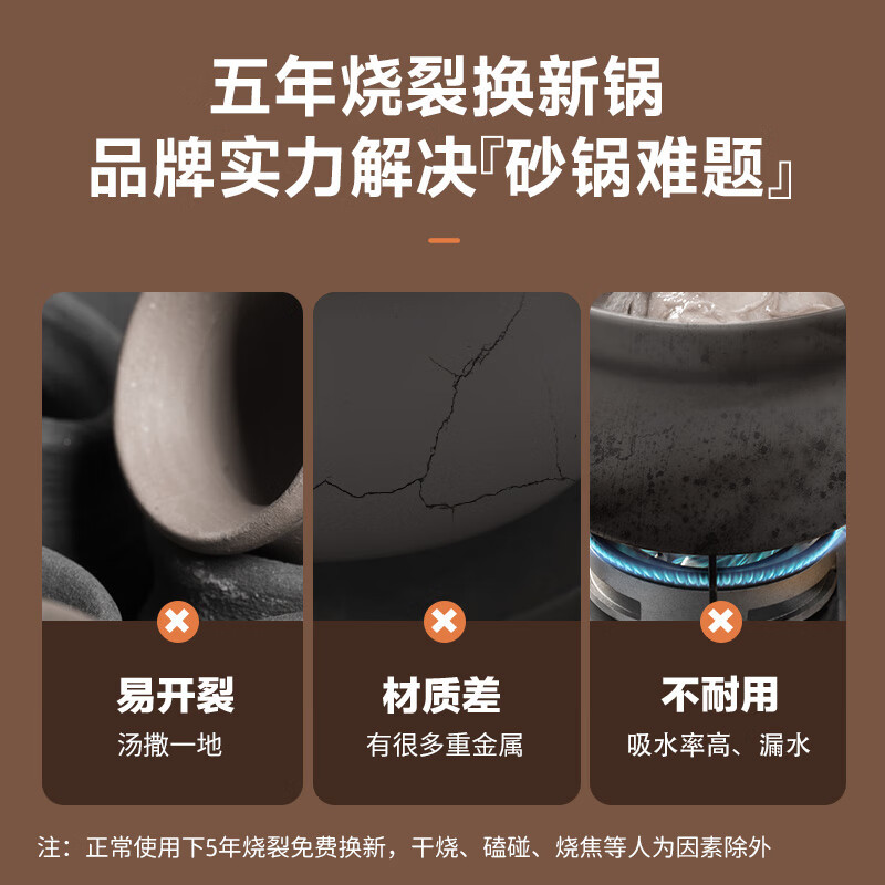 苏泊尔(SUPOR)砂锅煲汤锅陶瓷燃气灶 沙锅煲仔饭炖锅砂锅炖汤瓦煲 双矿石全加厚 2.5升 新款TB25A1高清大图