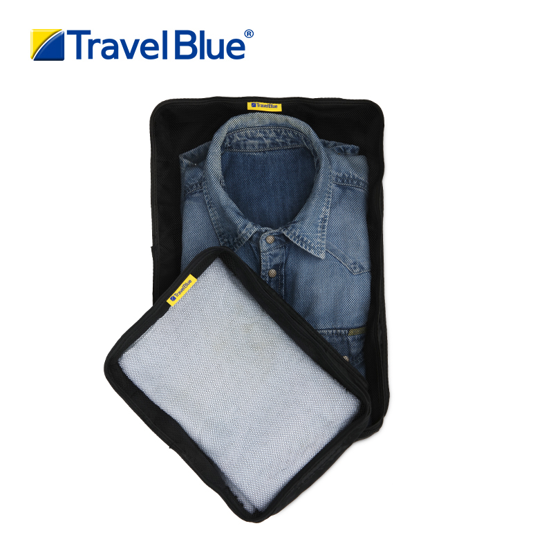 蓝旅(TRAVEL BLUE)衣物收纳袋旅行 出差旅游衣服内衣分类行李整理袋收纳包 黑色330高清大图