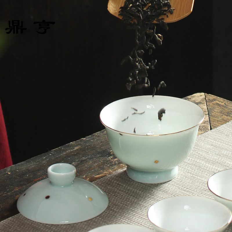 鼎亨户外旅行便携式功夫茶具套装便携包陶瓷盖碗简约茶具套装礼品