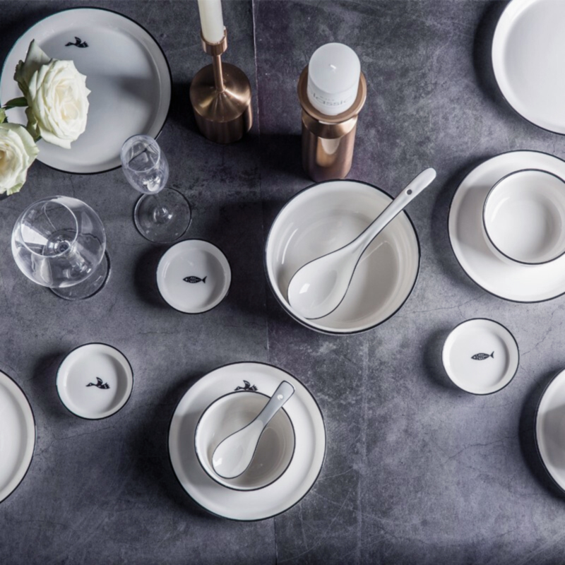 ijarl亿嘉IJARL 家用中式陶瓷餐具饭碗单个面碗汤碗大号吃饭商用沙拉碗阿米亚 3.5英寸味碟 飞鸟高清大图