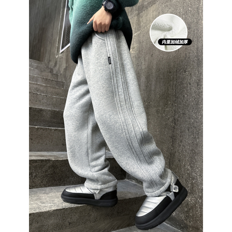 男童加绒裤子新款秋冬款大儿童一体绒冬装加厚卫裤冬季棉裤潮