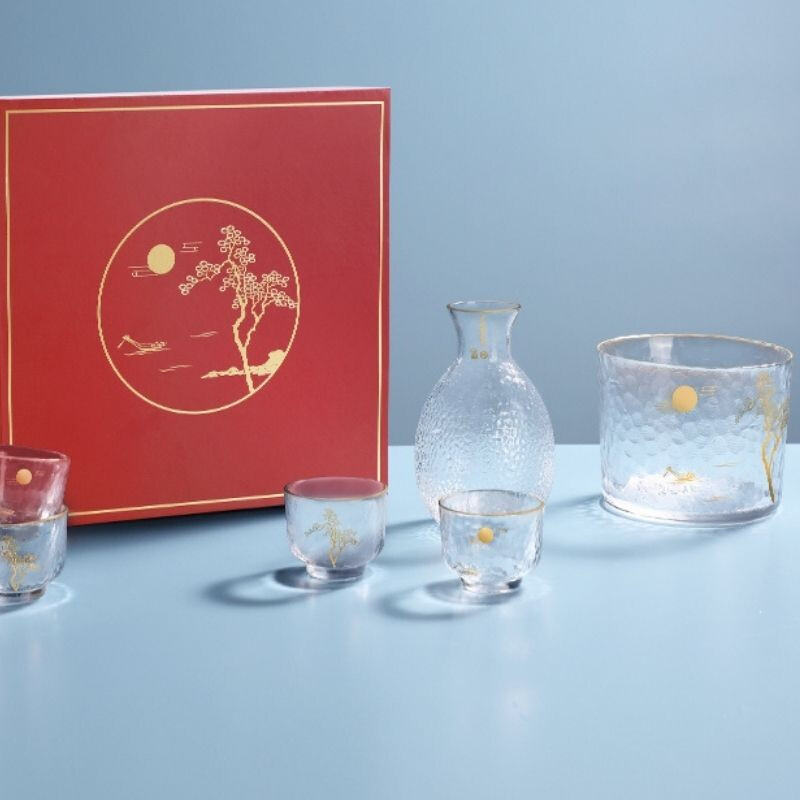 大英博物馆锤纹温酒器玻璃分酒器杯伴手礼盒生日礼物礼品送礼长辈