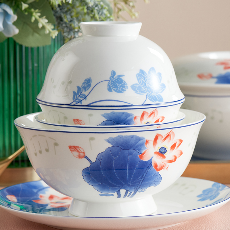 北国风光 骨瓷48头餐具 TS-0048荷塘音乐 套高清大图