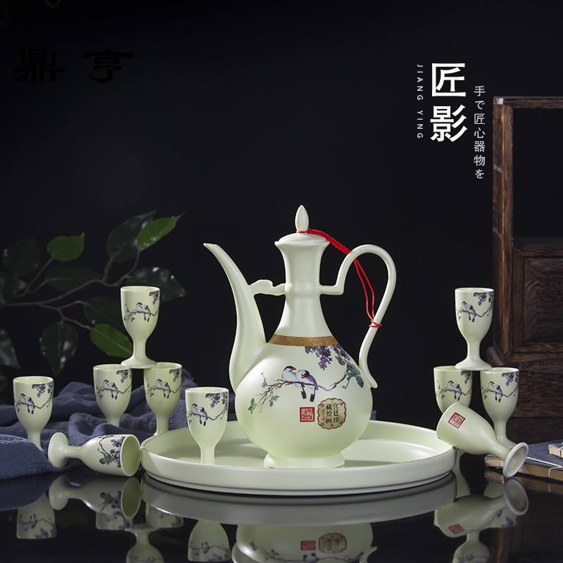鼎亨 | 清酒壶黄酒白酒杯 景德镇酒具套装陶瓷仿古中式家用分酒器