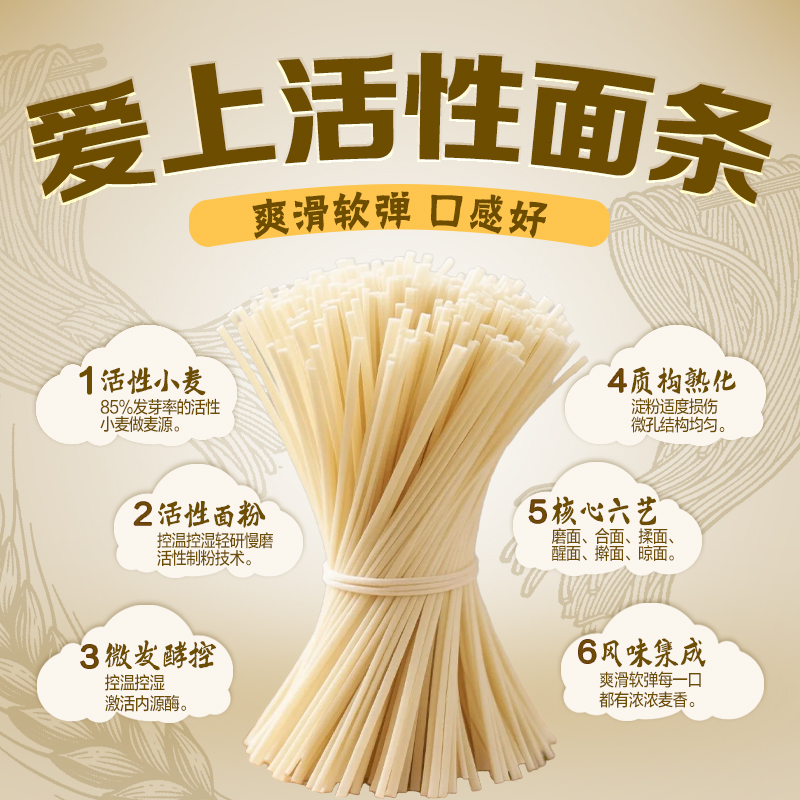 鲁花经典考拉系列椭圆面条600g*4 营养早餐挂面 汤面 干拌面 炒面 细面 煮面 火锅面 细直面 速食面高清大图