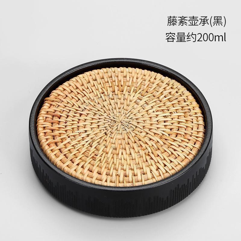 家柏饰(CORATED)陶瓷壶承干泡台简约手工仿古藤垫小号功夫茶具配件茶托圆形Z高清大图