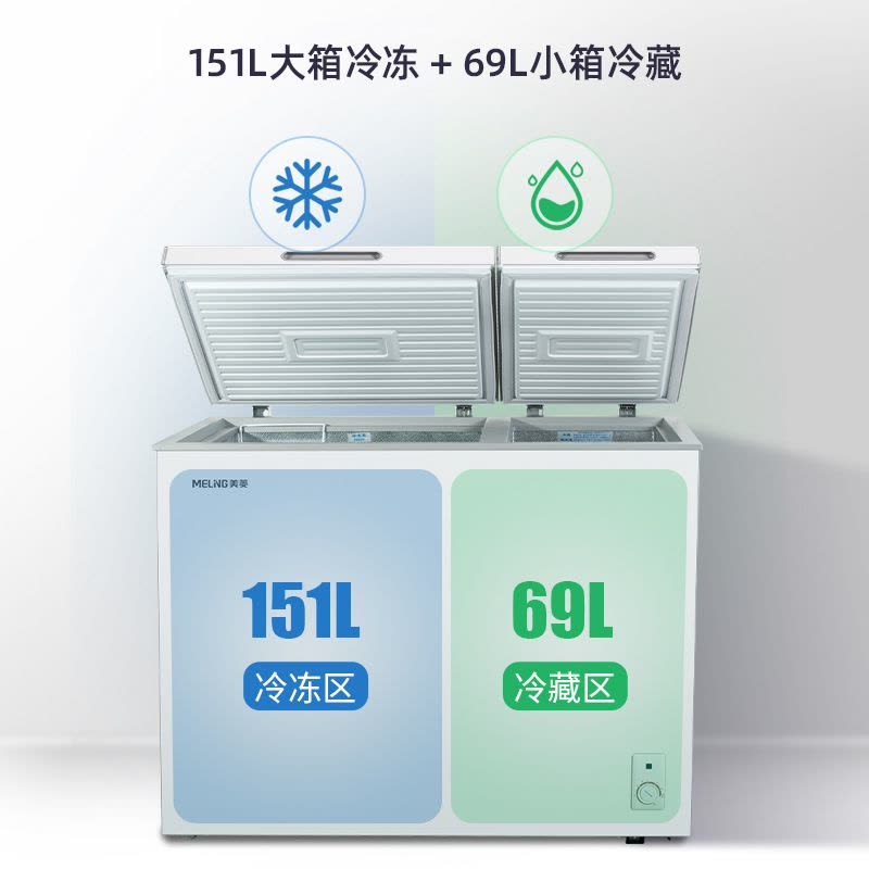 美菱(MELING) 220升卧式双温冰柜 家用商用小冰柜冷藏冷冻双温冷柜 节能低噪卧式冰箱柜苏自营 支持以旧换新图片