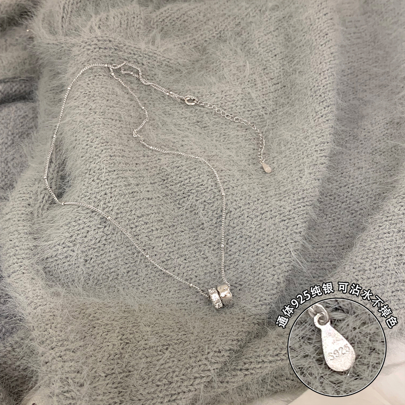 纯银项链吊坠轻奢高级感女秋冬毛衣链锆石转运珠百搭颈链饰品
