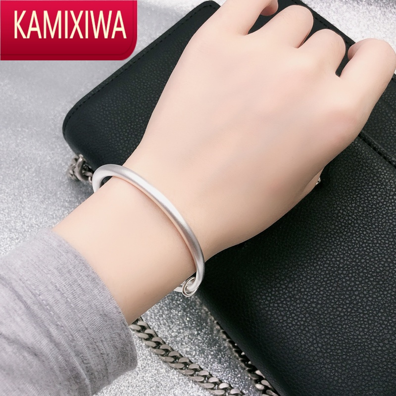 kamixiwa古法银手镯女9999银传承手工简约足银实心镯子可刻字小众网红