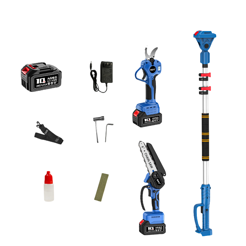 菁普华充电式锂电电动无刷高枝剪高枝锯三节伸缩高枝杆锯套