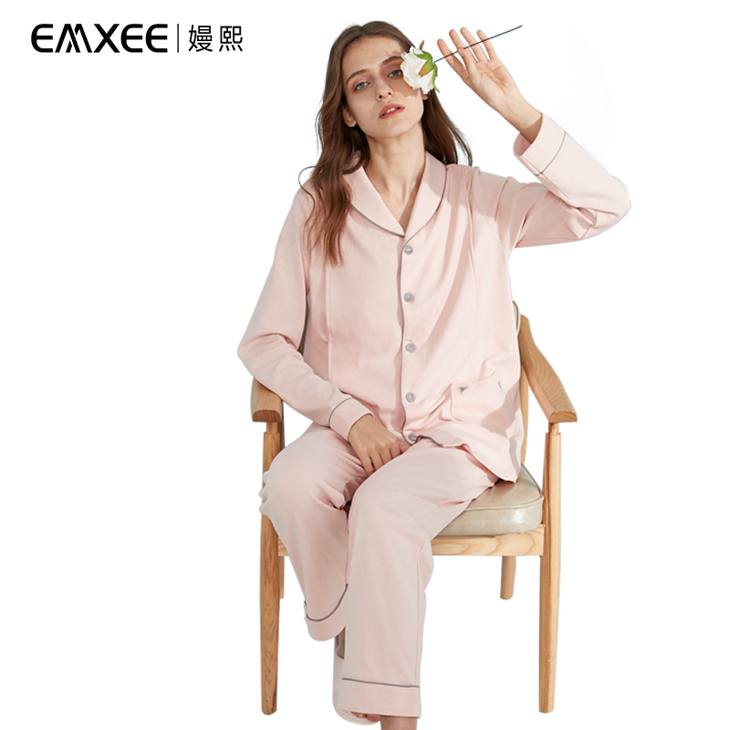 嫚熙 (EMXEE) 月子服春夏款孕妇睡衣纯棉产后家居服哺乳衣家居外出喂奶套装高清大图
