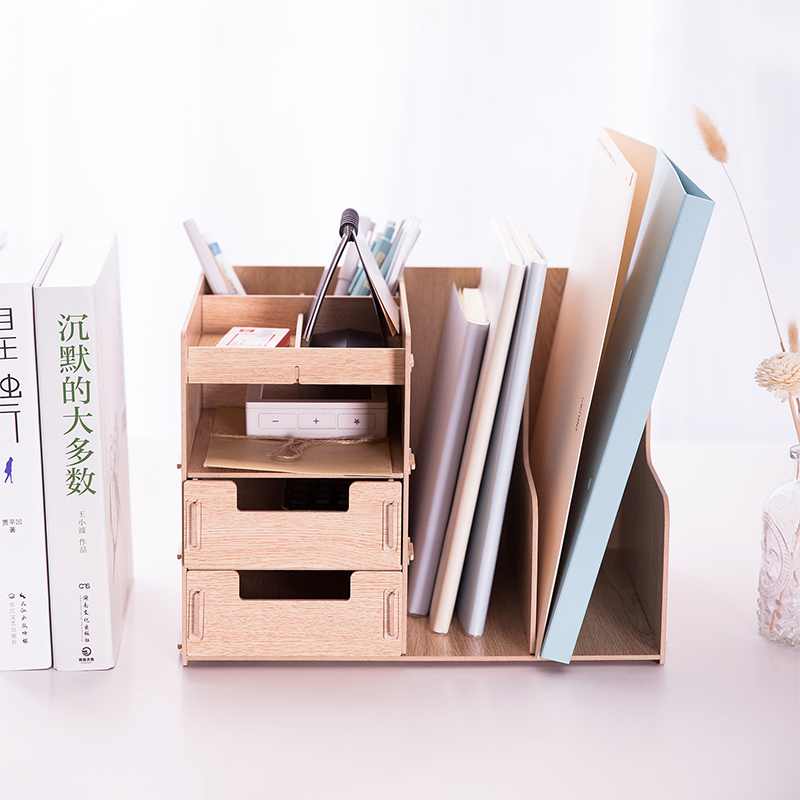 得力(deli) 79252 木质组合 多功能文件框 (棕色) (单位:只)
