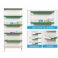 医药架 医院药店药品分类架钢质办公柜带背板 双面4层