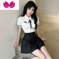 七斓夏季女款2023时尚小个子jk制服学院风套装百褶裙活泼减龄套装 XL 白色衬衣配领结+灰色百褶裙