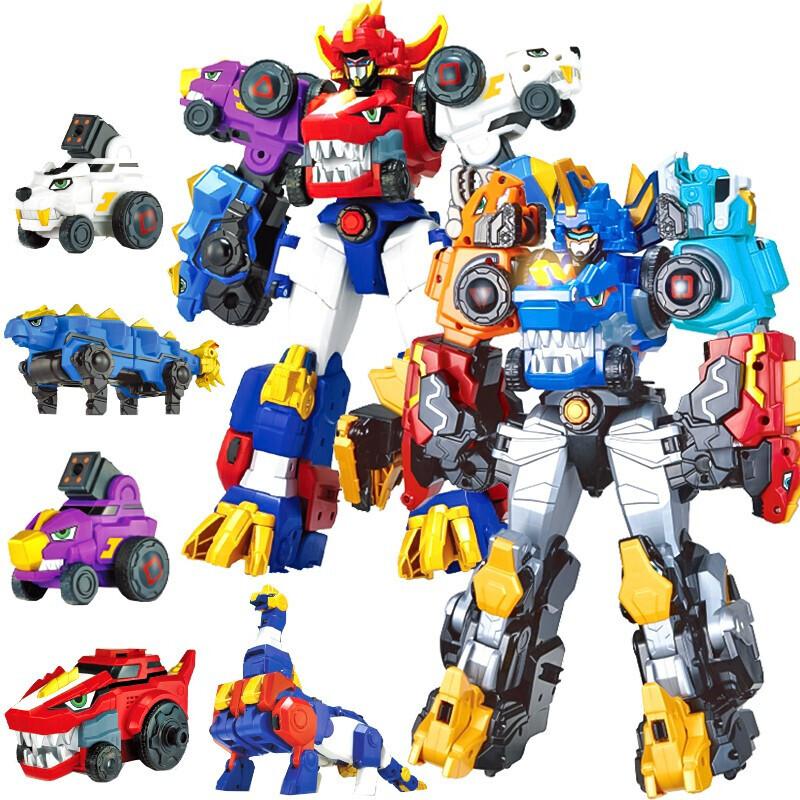 百兽总动员玩具恐龙战队手表变形合体机器人金刚机甲套装战龙神五合体