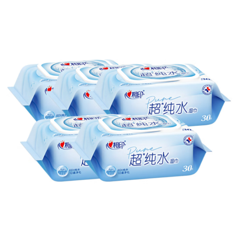 心相印加厚家庭装手口可用湿纸巾XCC030 30片*5包