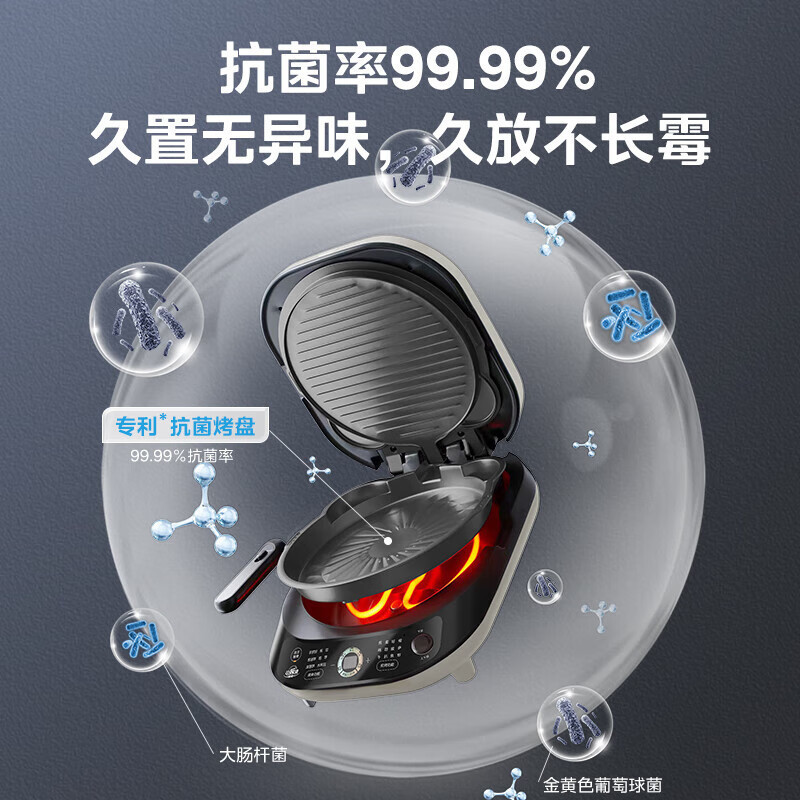 美的(Midea)电饼铛MC-JKE3073烤饼机下盘可拆双面加热煎烤机家用大尺寸加大加深三明治早餐机烤肉煎饼烙饼锅电饼