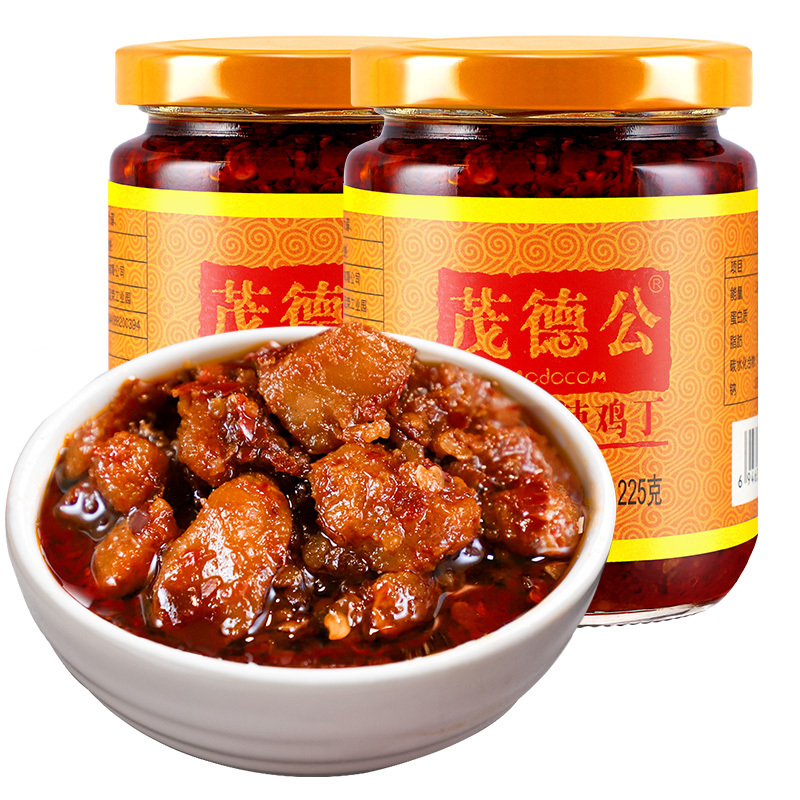 茂德公香辣鸡丁酱农家下饭菜蒜蓉辣酱剁椒拌饭拌面酱225g*2