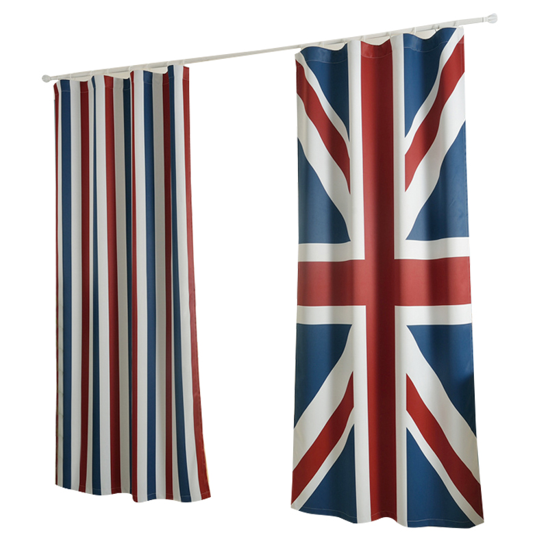 英伦美式简约现代数码印花遮光窗帘成品客厅书房落地橱窗 10#小兔图案 1.3宽*2.7高-挂钩式