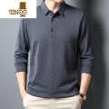 YANXU长袖T恤男2023春季新款宽松中青年男士纯色翻领polX男p 185/XXXL 中灰