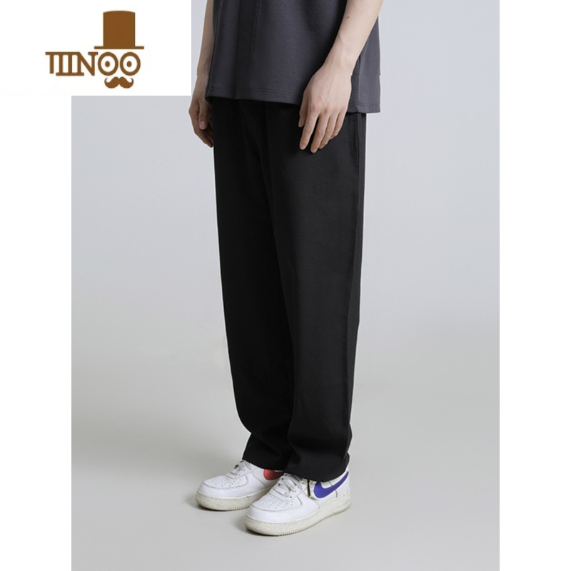 YANXU夏季薄款休闲西裤宽松男长裤子抽绳皱百搭纯色女垂裤AU西高清大图