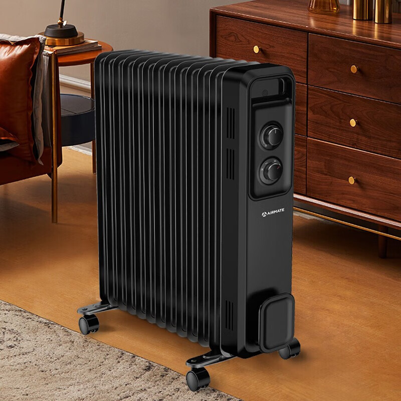 艾美特 油汀取暖器家用13片电暖气片电热油丁卧室办公 暖气 黑色hu13