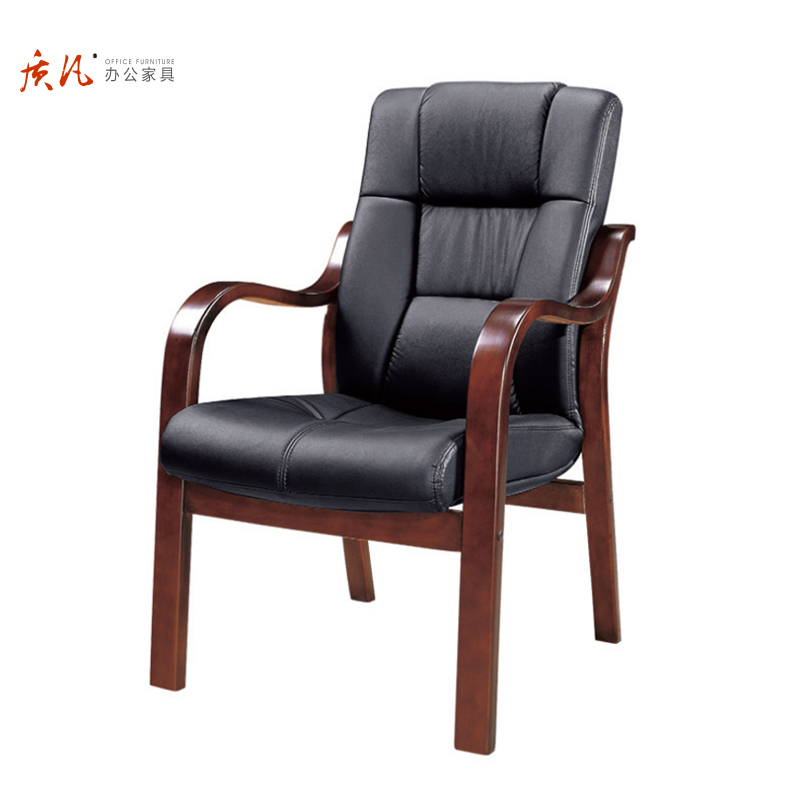 质凡头层牛皮会议椅办公椅老板椅实木腿座椅简约现代皮质