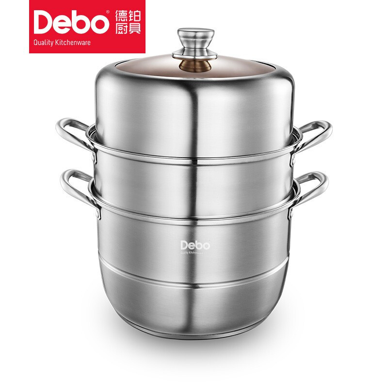 德铂(Debo) DEP-696 安吉洛304不锈钢双层复底28cm蒸锅