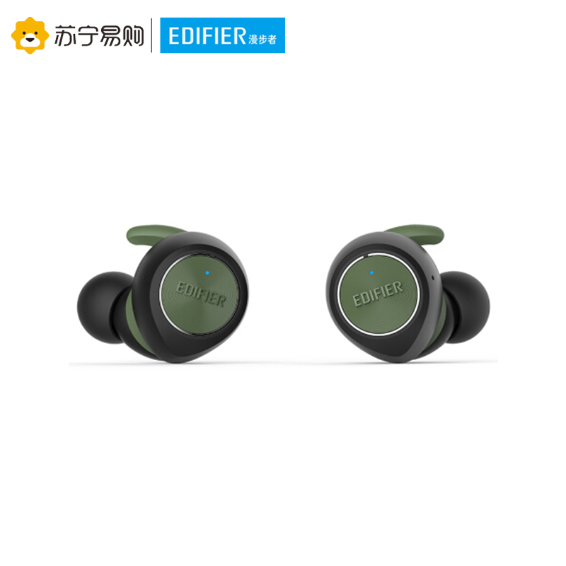 Edifier/漫步者 TWS3真无线蓝牙耳机迷你运动防水通话入耳式耳塞 黑绿色