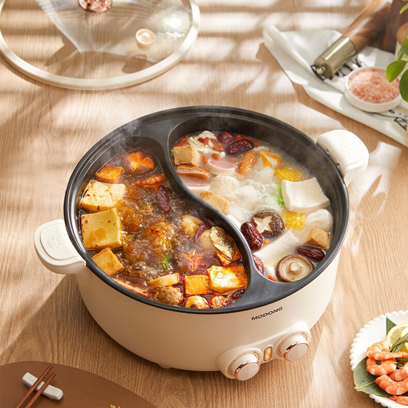 摩动电火锅8L鸳鸯双区独立控温一冲即净MD-HGE08高清大图