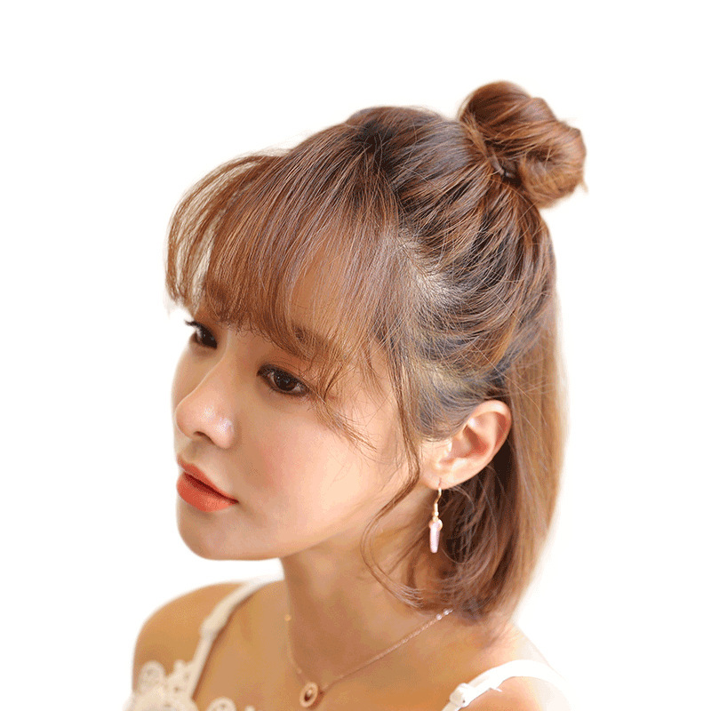 假发发包真人发丝直发圈蓬松可爱自然半丸子头古装发