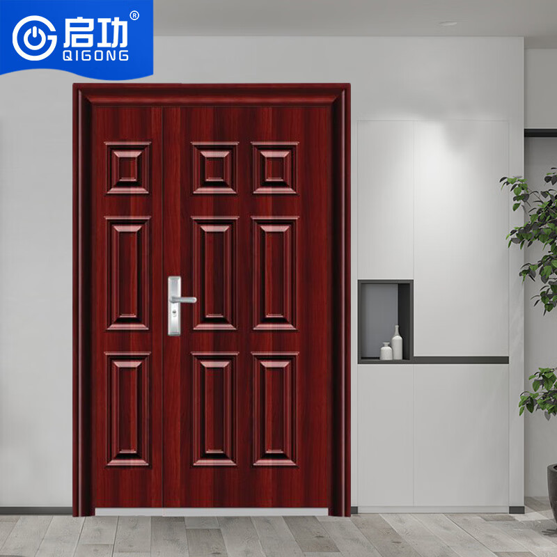 启功智能防盗门安全入户大门民房别墅镀锌钢防盗大门高清大图